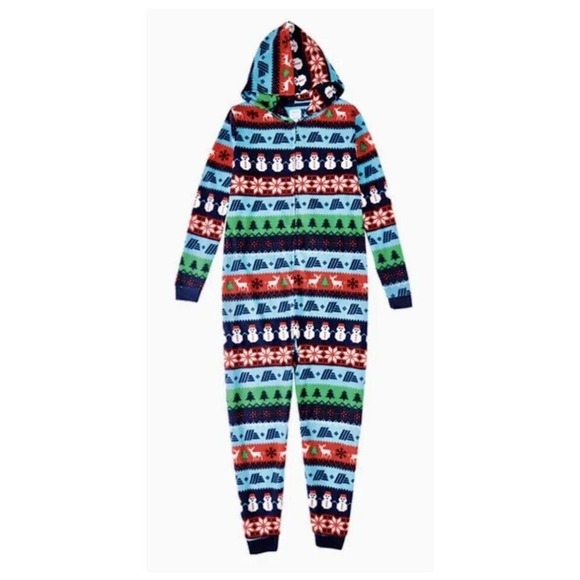 Aldi Gear ‘23 Holiday One Piece Hooded Zip Pajama Unisex S Dark Blue Logo New - Picture 1 of 5